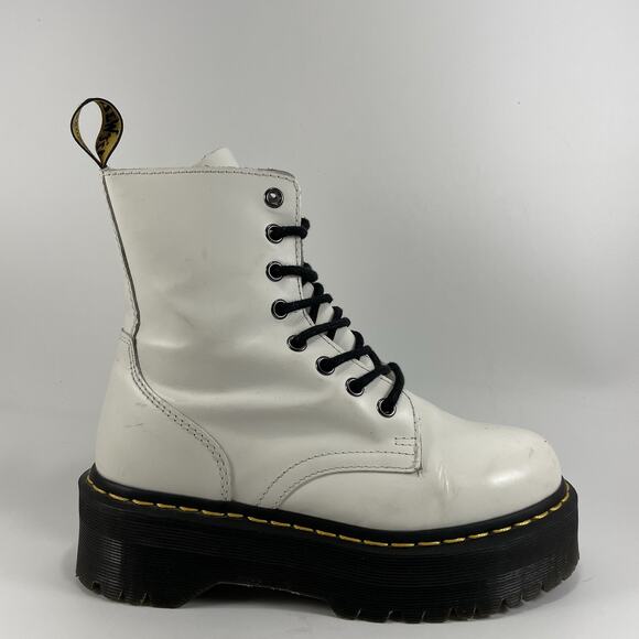 Dr Martens Doc Jadon Platform Quad Boots Womens Size 6 White Leather 8-Eye - Picture 1 of 11